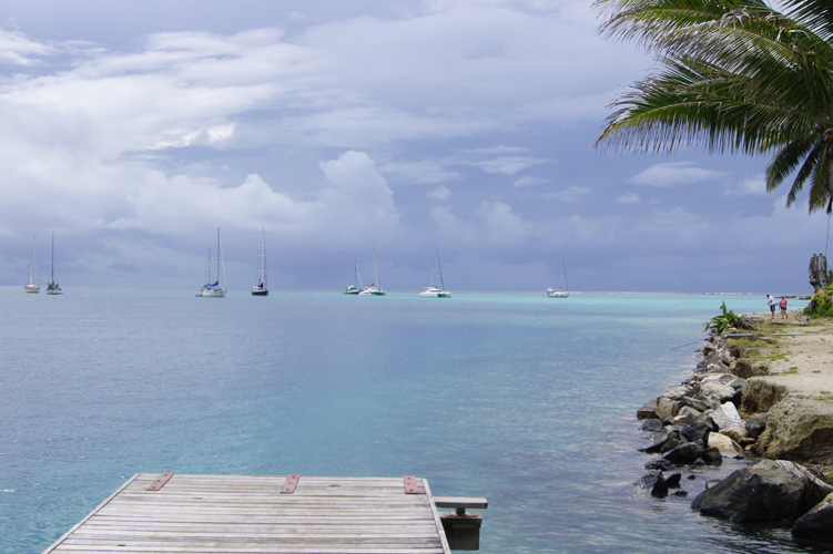 View from a dock in Huahine.