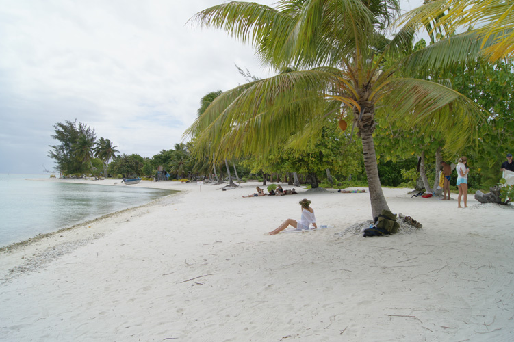 On a private motu (beach) the cruise company owns off of Bora Bora.