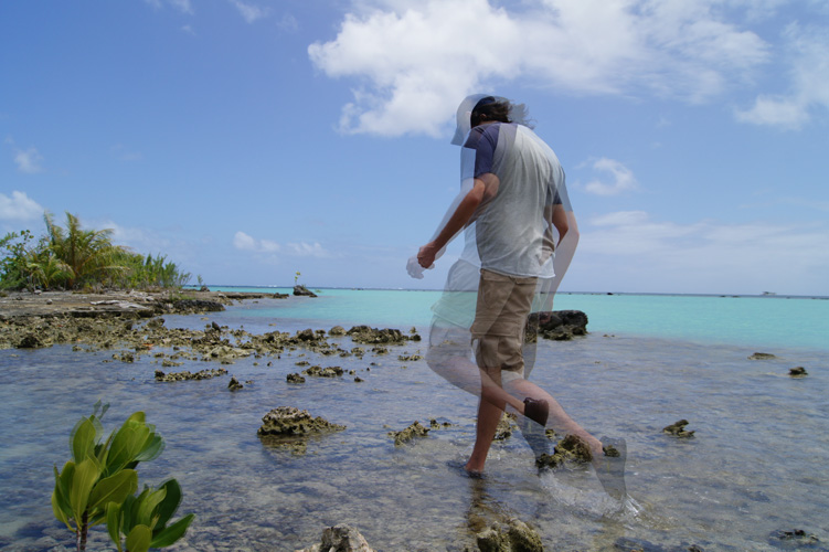 Exploring the lagoon.