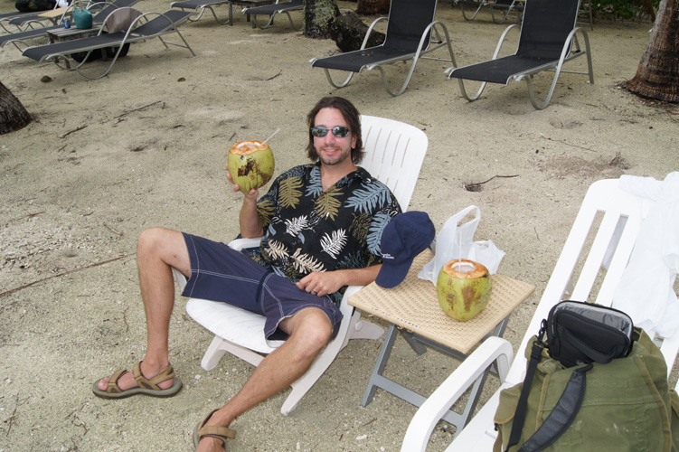 It's beer in a coconut, people! They don't call this paradise for nothing.