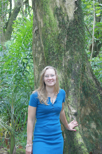 Hilking through the jungle behind the temple ruins.